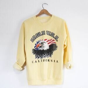 Vintage California Bald Eagle USA Patriotic Flag America Sweatshirt Large